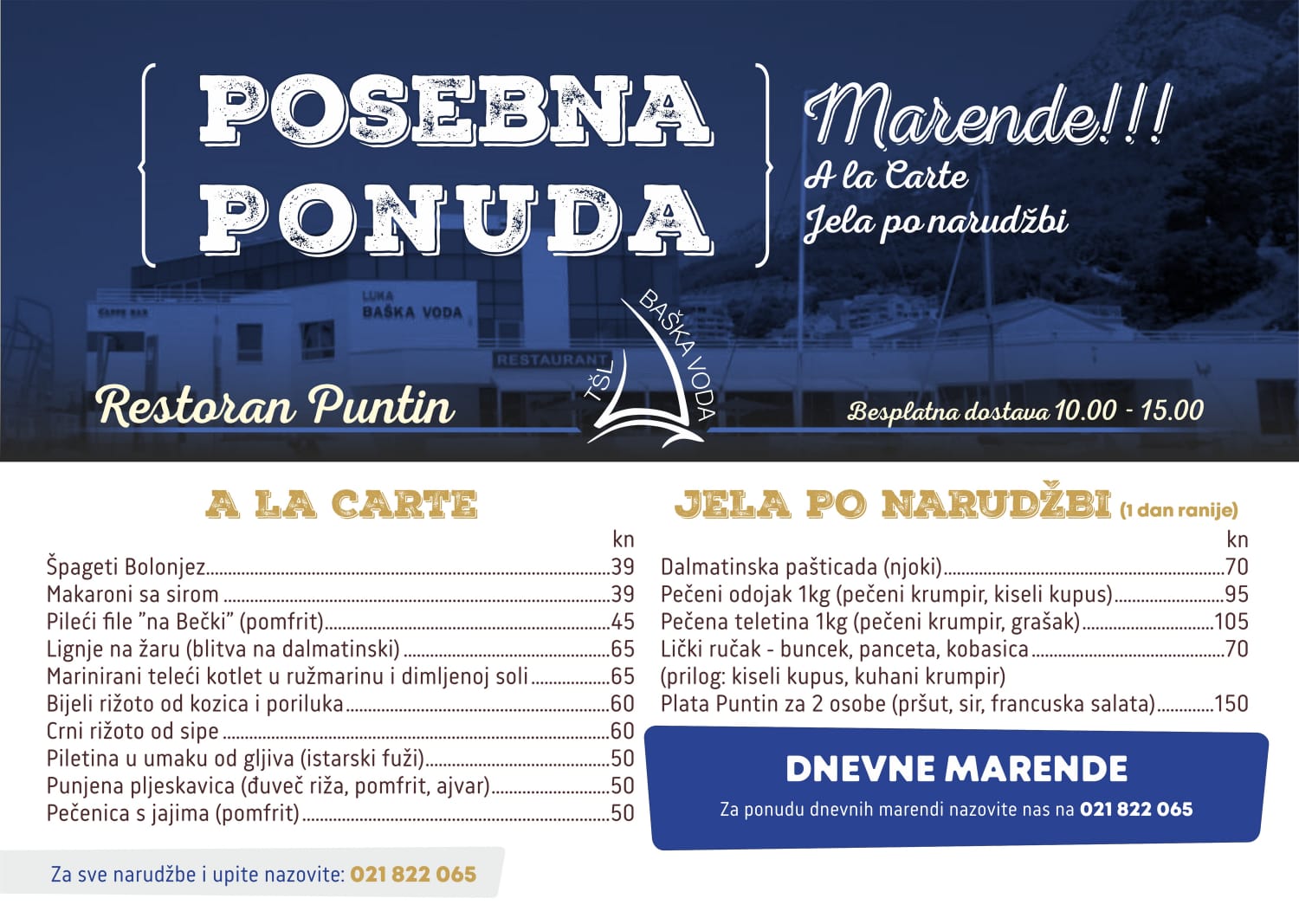 Posebna ponuda u restoranu Puntin